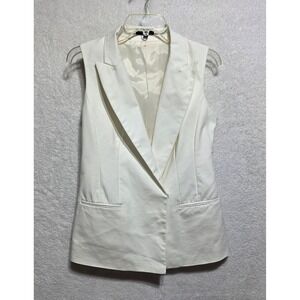 Herve Benard Womens White Sleeveless Blazer Vest Size 6